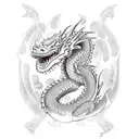 I would like a dragon around a catana that goes up from my triceps to my pectoral, with fire and water effects around th tattoo design idea