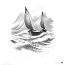 A construction manager guiding a boat through stormy waters tattoo design idea