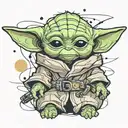 Baby Yoda wearing tattoo design idea