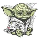 Baby Yoda wearing tattoo design idea