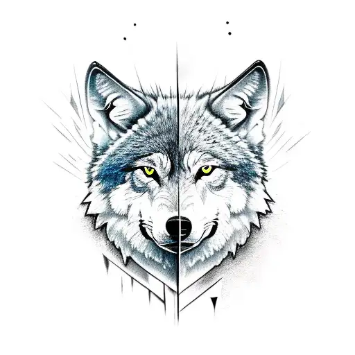 Lightning Bolt wolf and thor hammer tattoo design idea