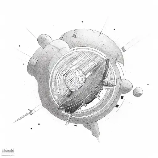 bomb with atom electric orbit tattoo design idea