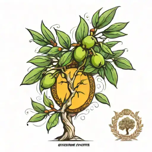olive tree growing tattoo design idea