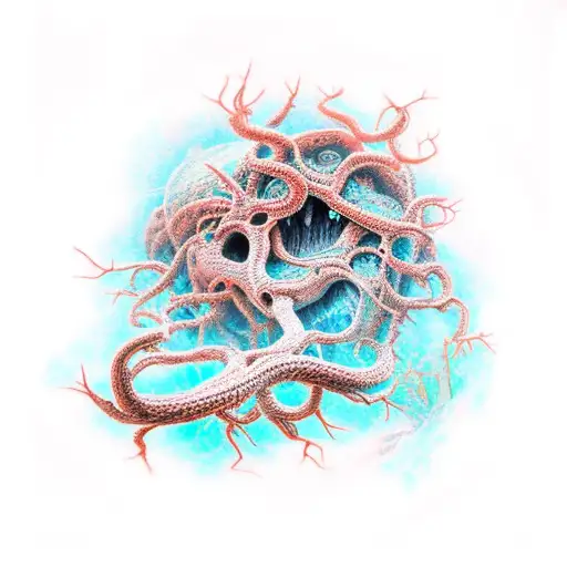 Bio organic hydra tattoo design idea