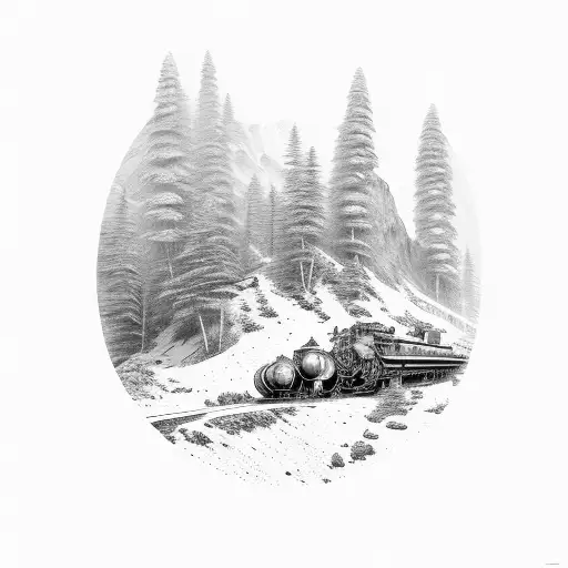 Boilermaker tools incorporated into a mountain landscape tattoo design idea