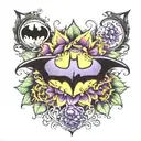 batman symbol purple sunflowers inside tattoo design idea