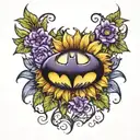batman symbol purple sunflowers inside tattoo design idea