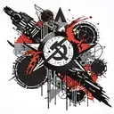 Web and hammer and sickle tattoo design idea