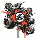 Web and hammer and sickle tattoo design idea