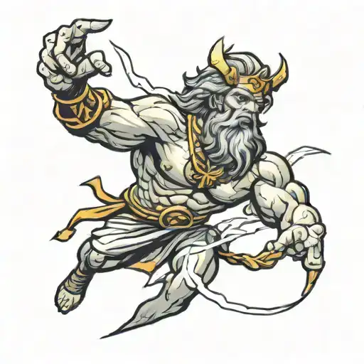 Zeus holding a lightning bolt tattoo design idea