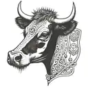 cow head with spiked collar  tattoo design idea