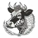 cow head with spiked collar  tattoo design idea
