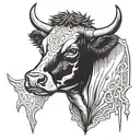 cow head with spiked collar  tattoo design idea