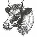 cow head with spiked collar  tattoo design idea