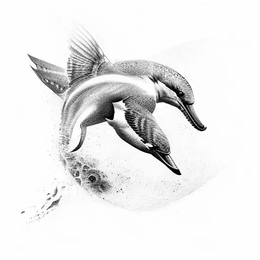 A fusion of the Liverpool and Miami Dolphins logos, with a kingfisher bird perched on top tattoo design idea