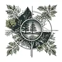 circular tattoo nature elements like trees tattoo design idea