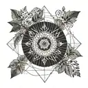 circular tattoo nature elements like trees tattoo design idea