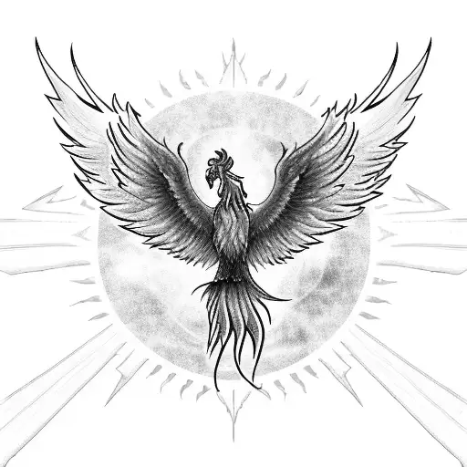 Fall and rise of the phoenix, wide wings, neck tattoo tattoo design idea