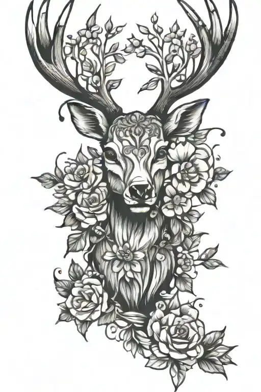 semicolon deer antlers tattoo design idea