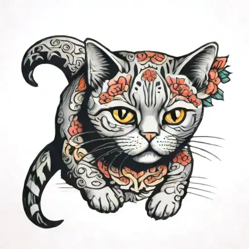 British shorthair cat tattoo design idea