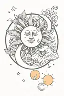 sun and moon with "Don't go gentle into that good night tattoo design idea