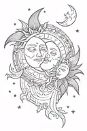 sun and moon with "Don't go gentle into that good night tattoo design idea