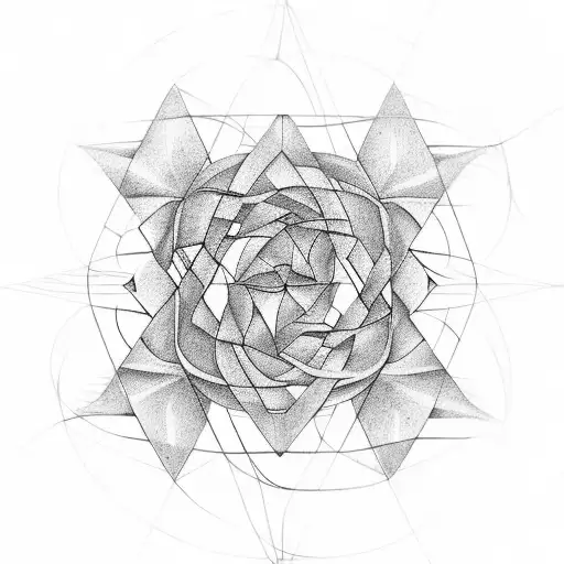 A geometric representation of the Fibonacci sequence intertwined with a portrait of your wife tattoo design idea