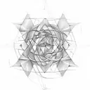 A geometric representation of the Fibonacci sequence intertwined with a portrait of your wife tattoo design idea