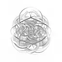 A geometric representation of the Fibonacci sequence intertwined with a portrait of your wife tattoo design idea