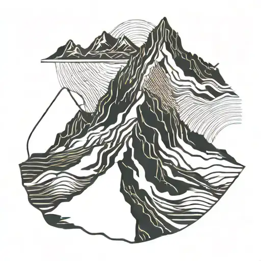mountains minimalism tattoo design idea