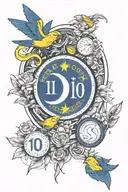 Halve moon with a canary on top of it wearing a fenerbahce kit with number 10 and alex name, make the kit more obvious  tattoo design idea