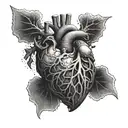 A rib cage with a hidden anatomically correct heart inside tattoo design idea