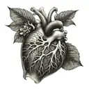 A rib cage with a hidden anatomically correct heart inside tattoo design idea