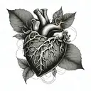 A rib cage with a hidden anatomically correct heart inside tattoo design idea