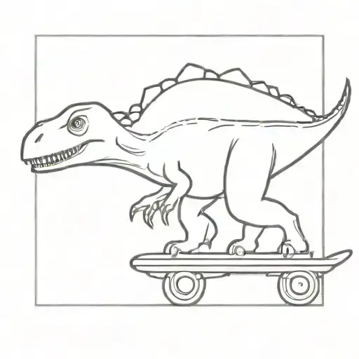 dinosaur skating tattoo design idea