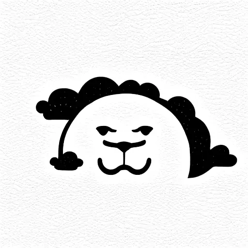 cute japanese lion with asian clouds tattoo design idea