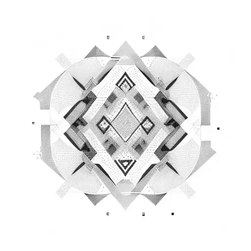 A geometric pattern inspired by the speed and movement of driving, with subtle hints of gaming icons scattered throughout tattoo design idea