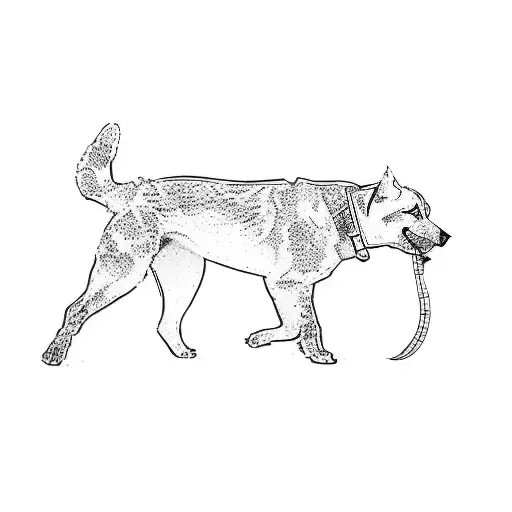 a dog with a toy in its mouth tattoo design idea