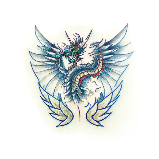 horse dragon owl crow family pain strength tattoo design idea