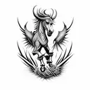 horse dragon owl crow family pain strength tattoo design idea