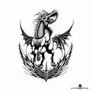 horse dragon owl crow family pain strength tattoo design idea
