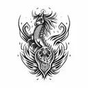 horse dragon owl crow family pain strength tattoo design idea