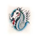 horse dragon owl crow family pain strength tattoo design idea