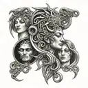 moon phases fade into medusa head spine tattoo design idea