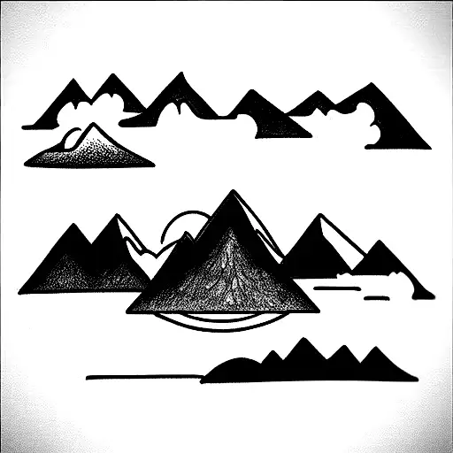 mountain, forest, lake,lotus, ocean tattoo design idea