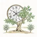Olive tree, clock tattoo design idea
