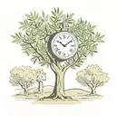 Olive tree, clock tattoo design idea