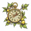 Olive three, clock melting tattoo design idea