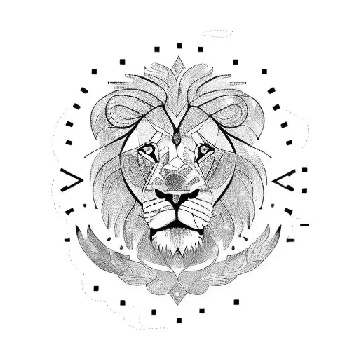 Lion with clock tattoo design idea