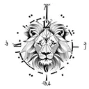 Lion with clock tattoo design idea